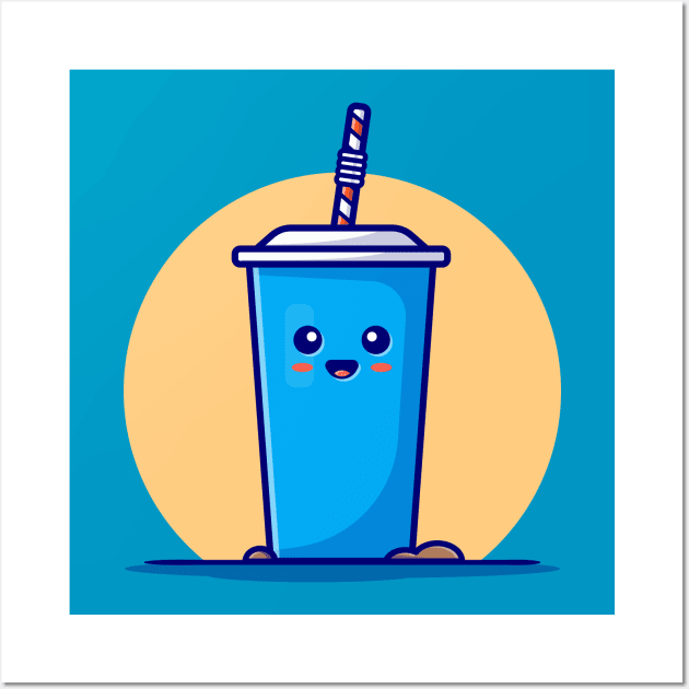 Cute Drink Cup Cartoon Vector Icon Illustration Wall Art by Catalyst Labs